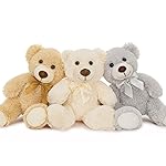 MaoGoLan 3 Pieces Bulk Teddy Bears Stuffed Animals Baby Shower, Soft Small Stuffed Teddy Bears in Bulk, 13.5 Cuddly Mini Bears Centerpiece,Wedding,Party,Engagement,Tan,Beige,Gray