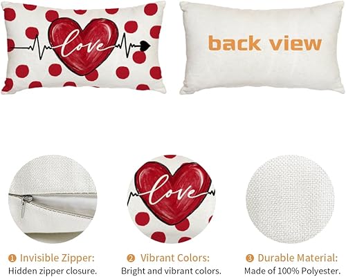 Miniatura 6 de AACORS AA336-12 - Funda de almohada para el día de San Valentín de 12 x 20 pulgadas, diseño de corazones de amor, decoración para el hogar, para