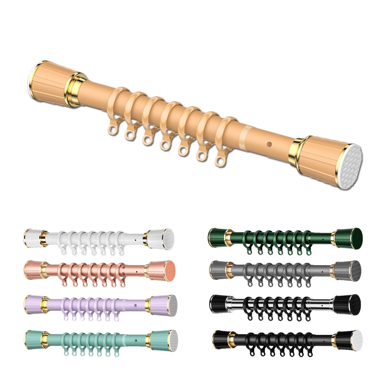 Tringle à rideaux réglable sans perçage pour fenêtres et douches, extensible de 39,4 cm à 500 cm, facile à installer, décoration d'intérieur polyvalente en jaune, parfaite pour n'importe quelle pièce