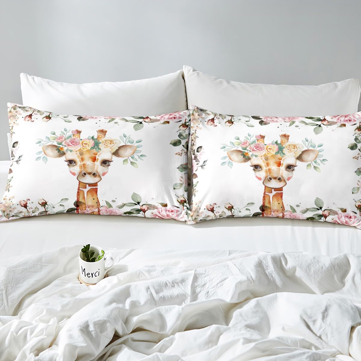 PINKBAY Graziosa coperta con giraffa colorata per ragazze e bambini, coperta in flanella con animali dei cartoni animati, coperta in flanella per animali selvatici, decorazione per la stanza, 76,2 x