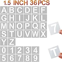 Vista 24 de YEAJON 36 plantillas de letras y números, plantillas de manualidades del alfabeto, plantillas de plástico reutilizables para pintar en madera