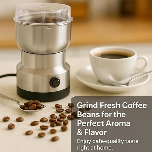 Miniatura 5 de Molinillo de café eléctrico de 150 W para granos de café, nueces y especias, cuenco de acero inoxidable, cuchillas de metal, aprobado por UL,