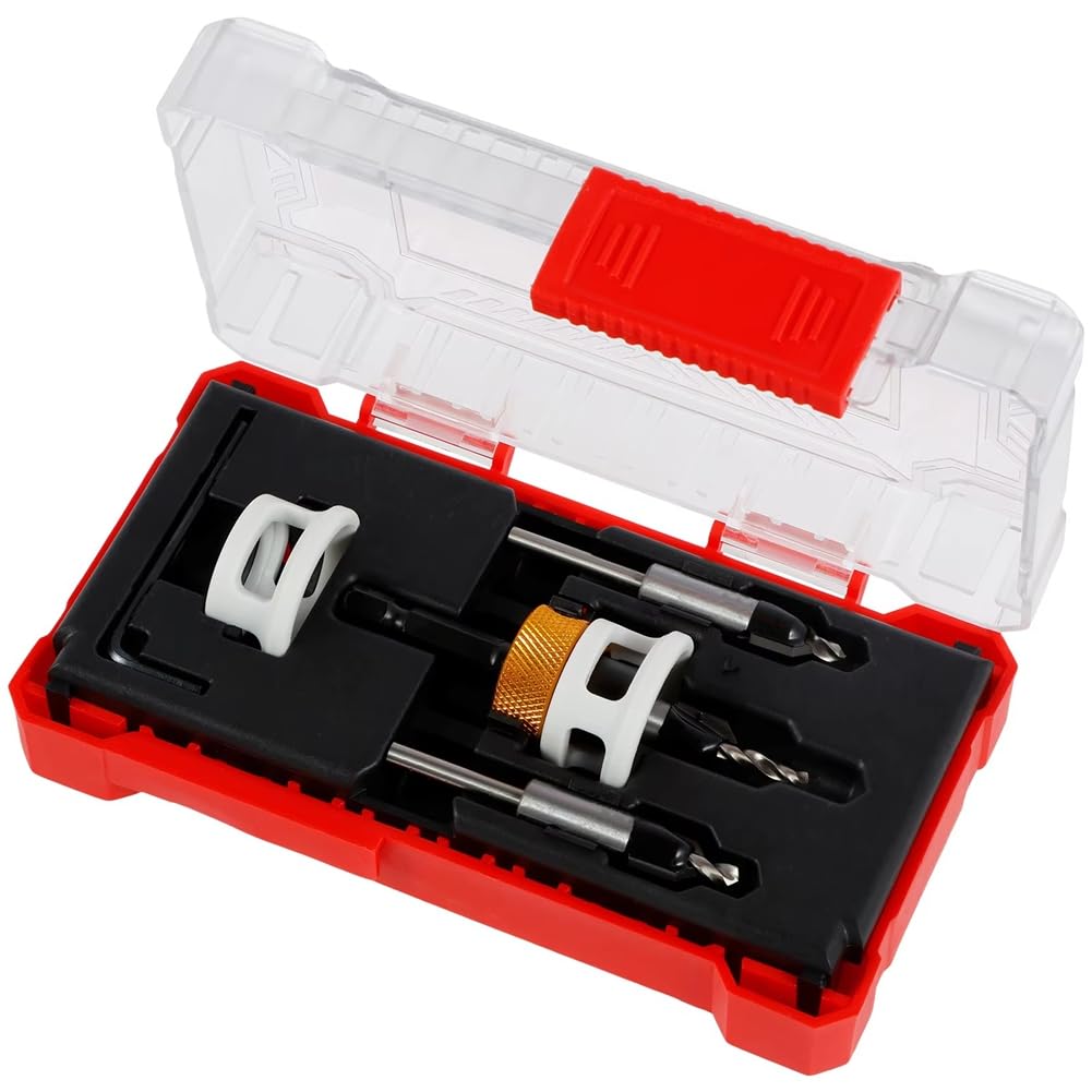ISTOVO Countersink Drill Bit Set with Adjustable Depth Stop Quick Change Countersink Drill with Replaceable Drill Bits
