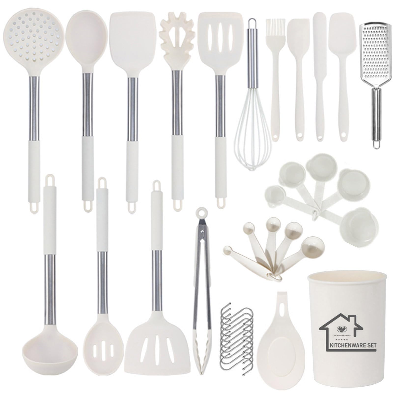 Ensemble d'ustensiles de cuisine, ustensiles de cuisine en silicone, ensemble de spatule avec poignée en acier inoxydable, ensemble d'ustensiles antiadhésifs, outils de cuisine,38PCS