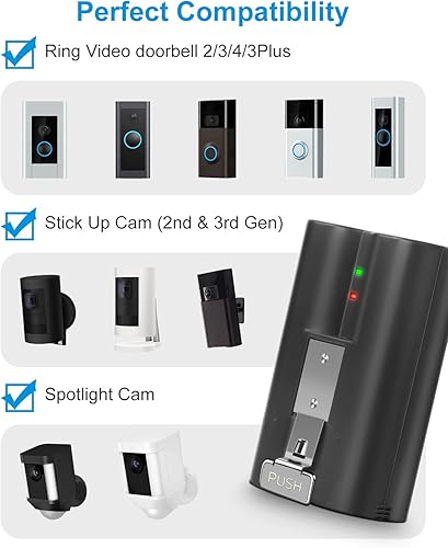Miniatura 4 de 2 unidades de repuesto para batería Ring Compatible con Ring-Doorbell-Camera 2/3/4/3plus, Stick Up Camera (2ª y 3ª generación), también