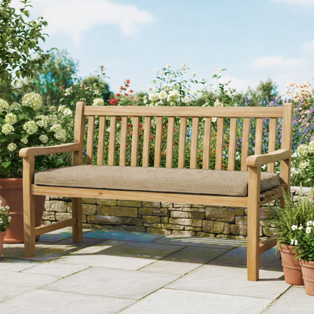 HAND Cuscino per Panca 120x40 cm - Interno ed Esterno - Seduta Imbottita, Morbida e Resistente - Per Giardino, Patio, Cucina - Prodotto in Italia (Tortora)
