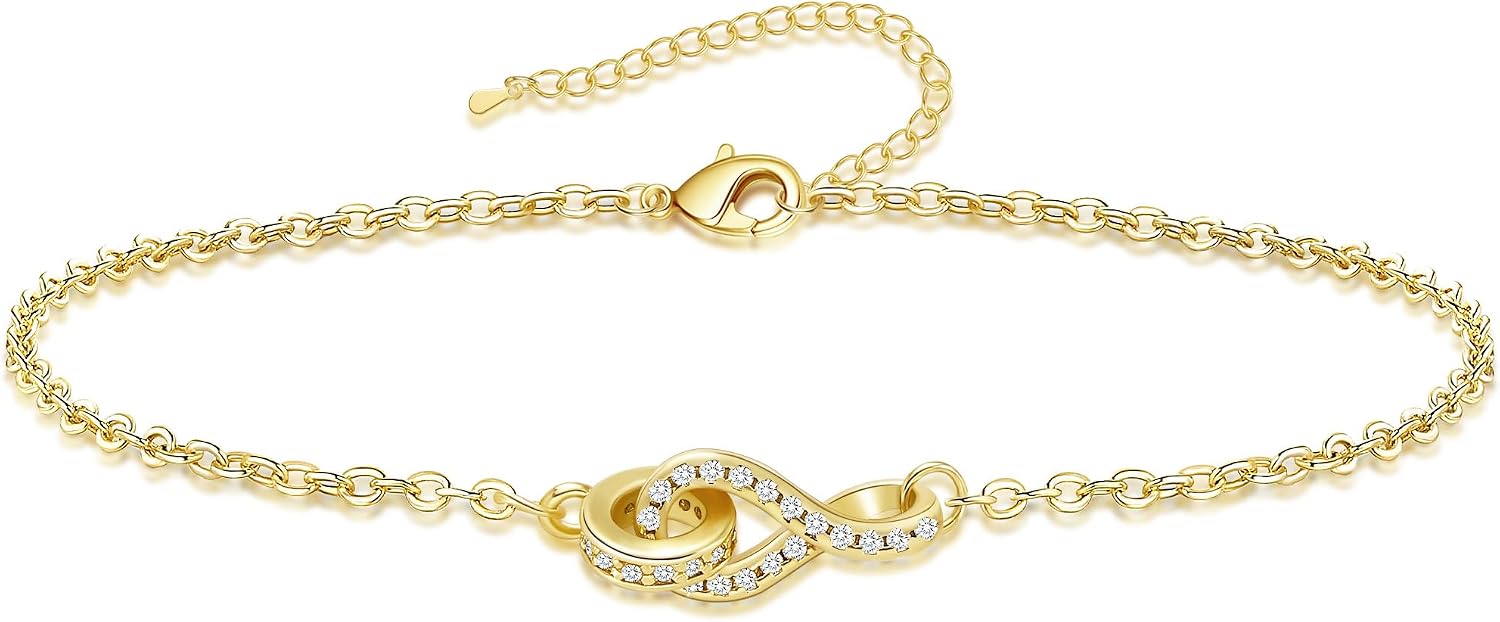 JSJOY Infinity Bracelet Gifts for Women Birthday Unique Gold and Silver Infinity Bracelet Anniversary Birthday Gifts for Wife Girlfriend Dainty Mother and Daughter Bracelets