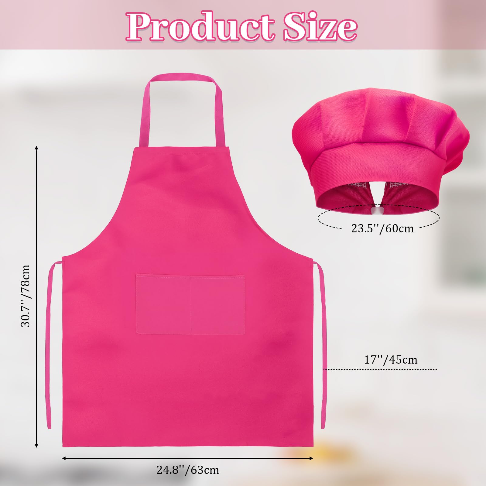 SATINIOR 8 Sets Apron Chef Hat Set Adjustable Chef Hat and Apron with Pockets Set for Adult Women Men Cook (Classic Colors)