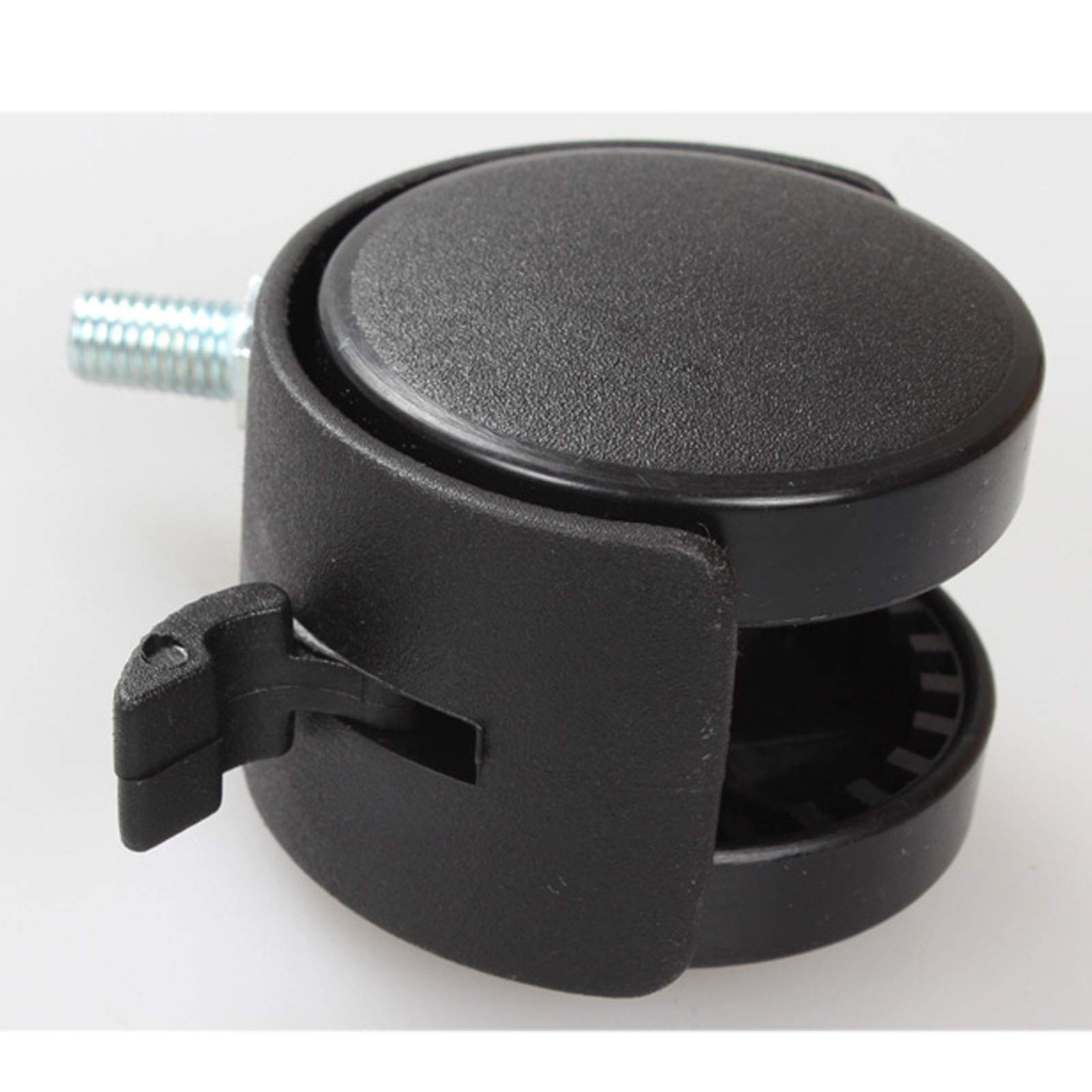 Pezzi di plastica di Nylon di Ricambio Ruote girevoli a 360 Gradi per mobili Ruote girevoli con Freno, Gambo filettato M8x15mm, Resistente all'Usura, per armadietti da Ufficio, Nero (2 polli