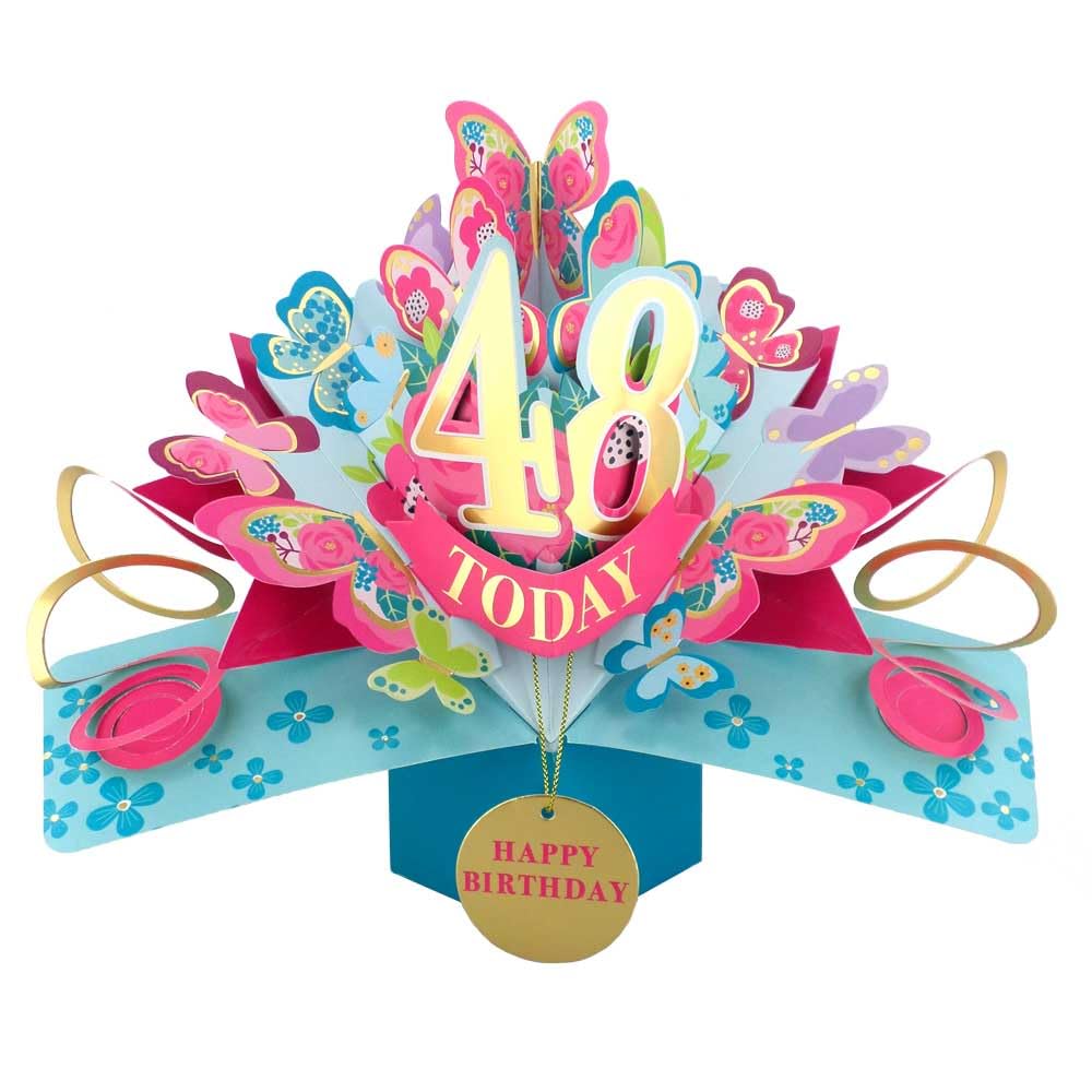 48 Today Happy 48th Birthday Pop-Up Greeting Card Love Kate's Pop Up Cards Her Design POP236MC48 โ image 1