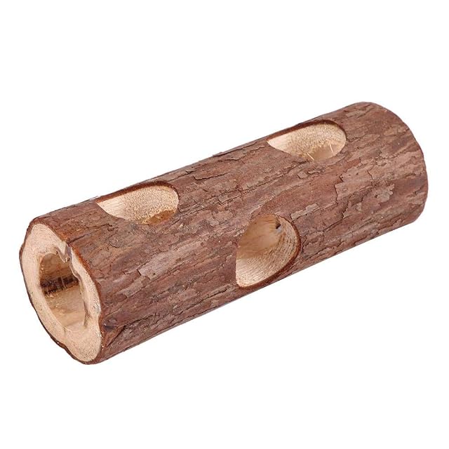 Fdit Juguete Animal De Madera Natural De Tubo De Ejercicio De Túnel para Conejillo De Indias De Hamster…