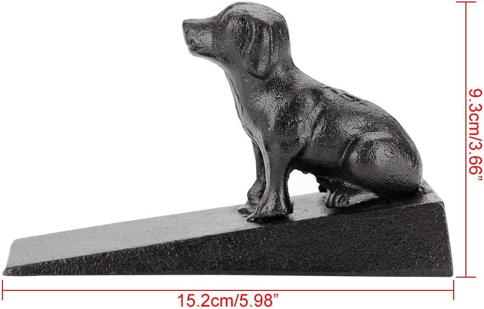 Sumnacon 2 Pcs Cast Iron Cute Dog Door Stops - Heavy Duty Rustic Door Stoppers Avoid Drilling Holes, Vintage Metal Door Wedges on All Floor Surfaces for Home Office Commercial Industrial
