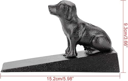 Miniatura 3 de Sumnacon 2 topes de puerta de hierro fundido, resistentes y rústicos para evitar perforar agujeros, cuñas de puerta de metal vintage en todas las