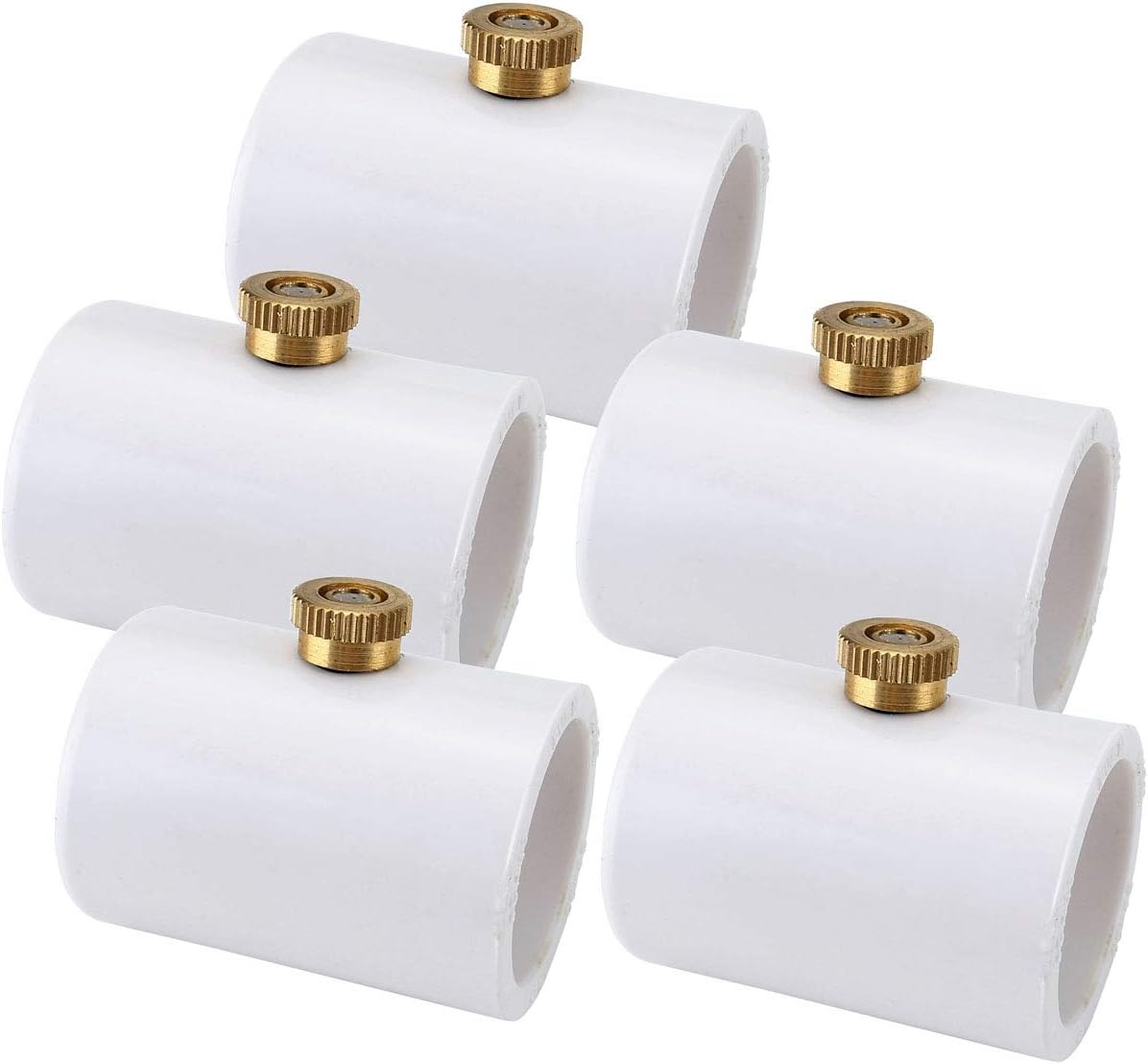 ACBungji PVC Connector With Mist Nozzles For Watering Fan Patio Garden Umbrellas Greenhouse Trampoline for Waterpark,5pcs