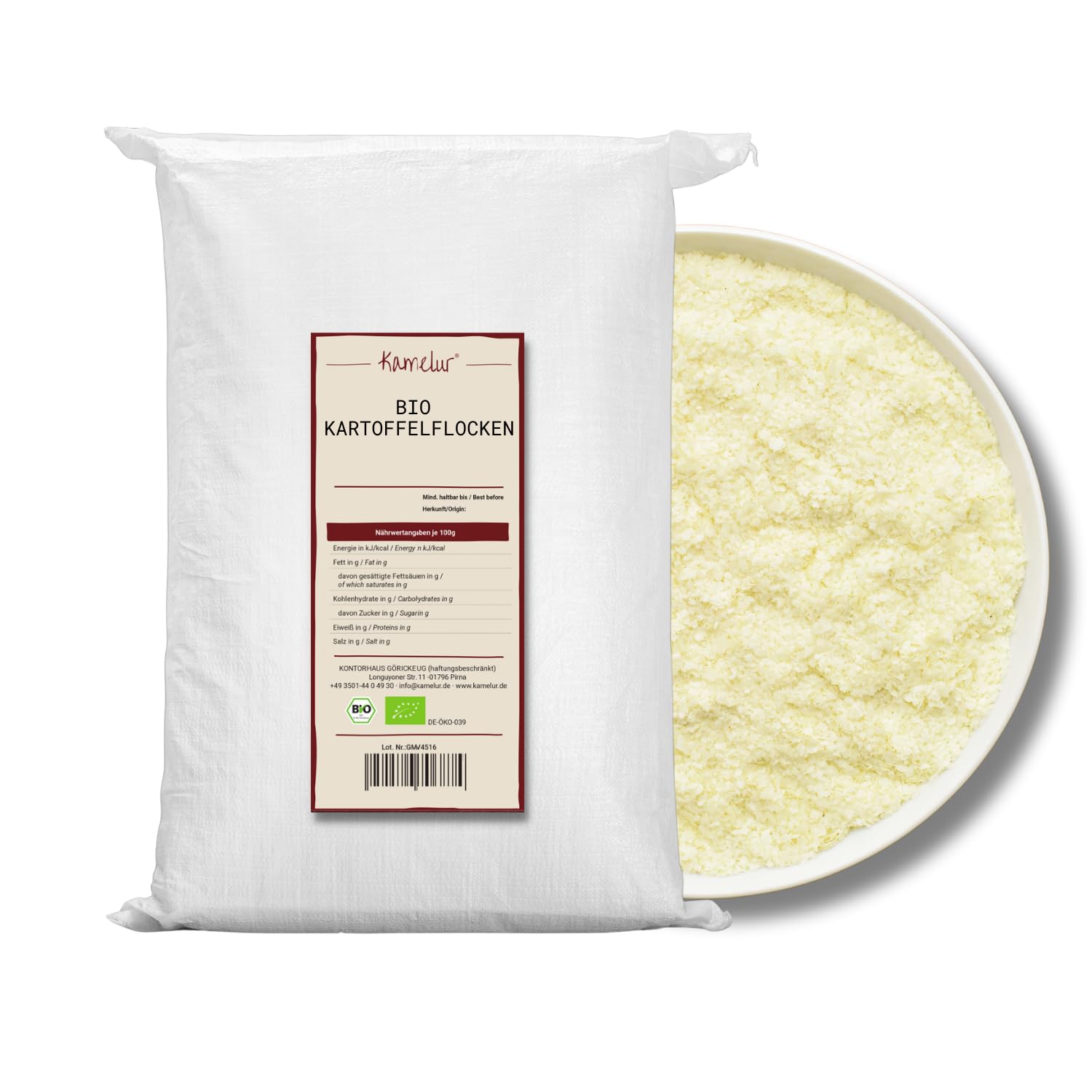 Kamelur Bio Kartoffelflocken - 20 kg - BIO Kartoffelflocken GGB einsetzbar in Küche & Backstube