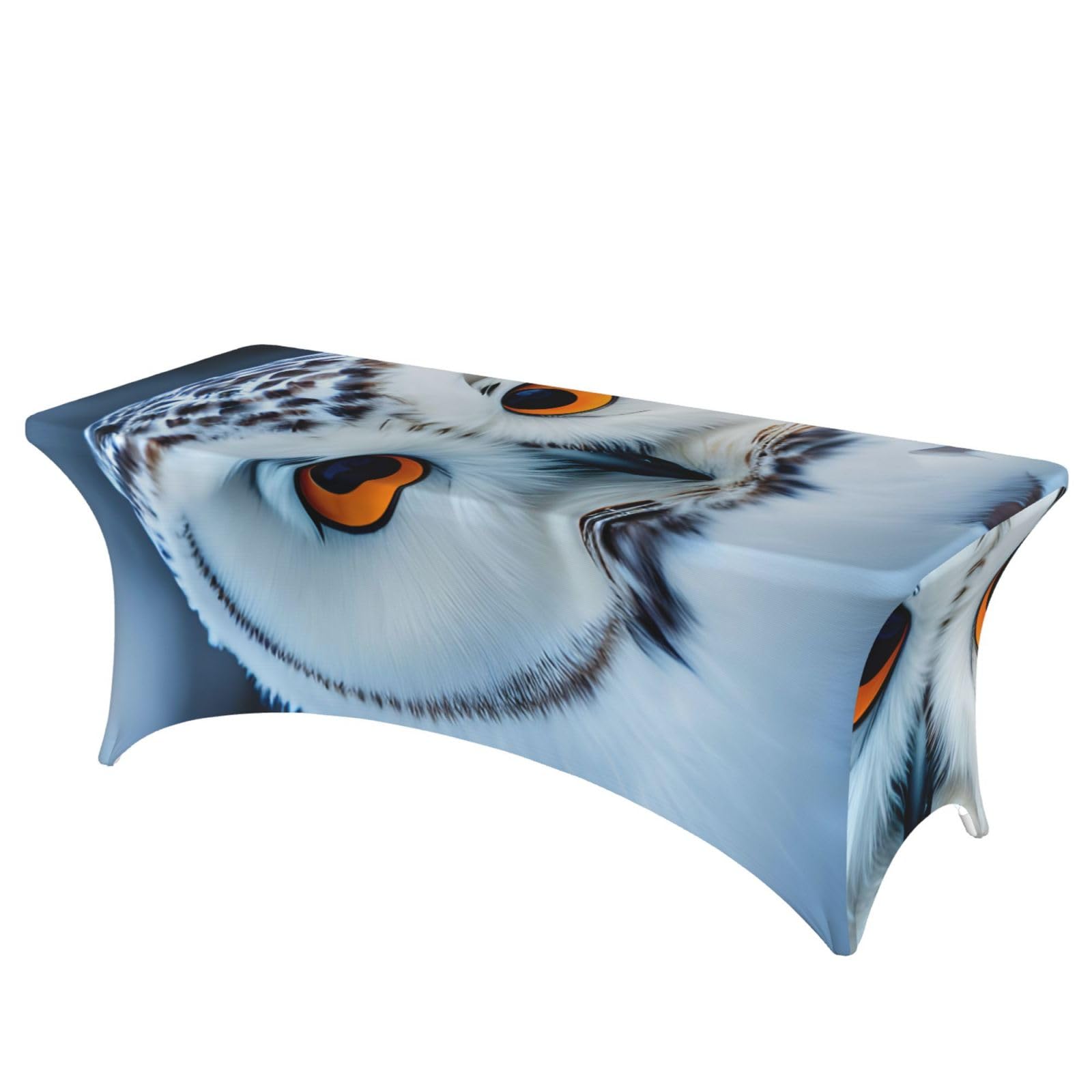 NImongt Snowy Owl Eyes Print Elastic Rectangular Tablecloth Holidays Family Banquet Wedding Party Table Cover