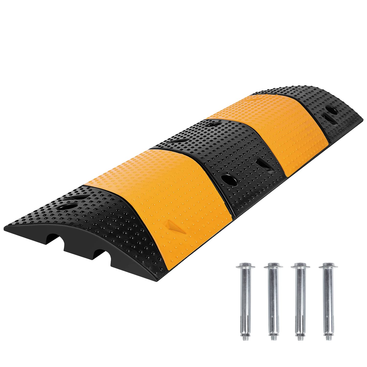 MYOYAY Puente de cable de 2 canales, 100 x 30 x 6 cm, joroba de velocidad, enrollable, protección contra sobretensiones, puente de manguera para cables, puente de puente de tempo