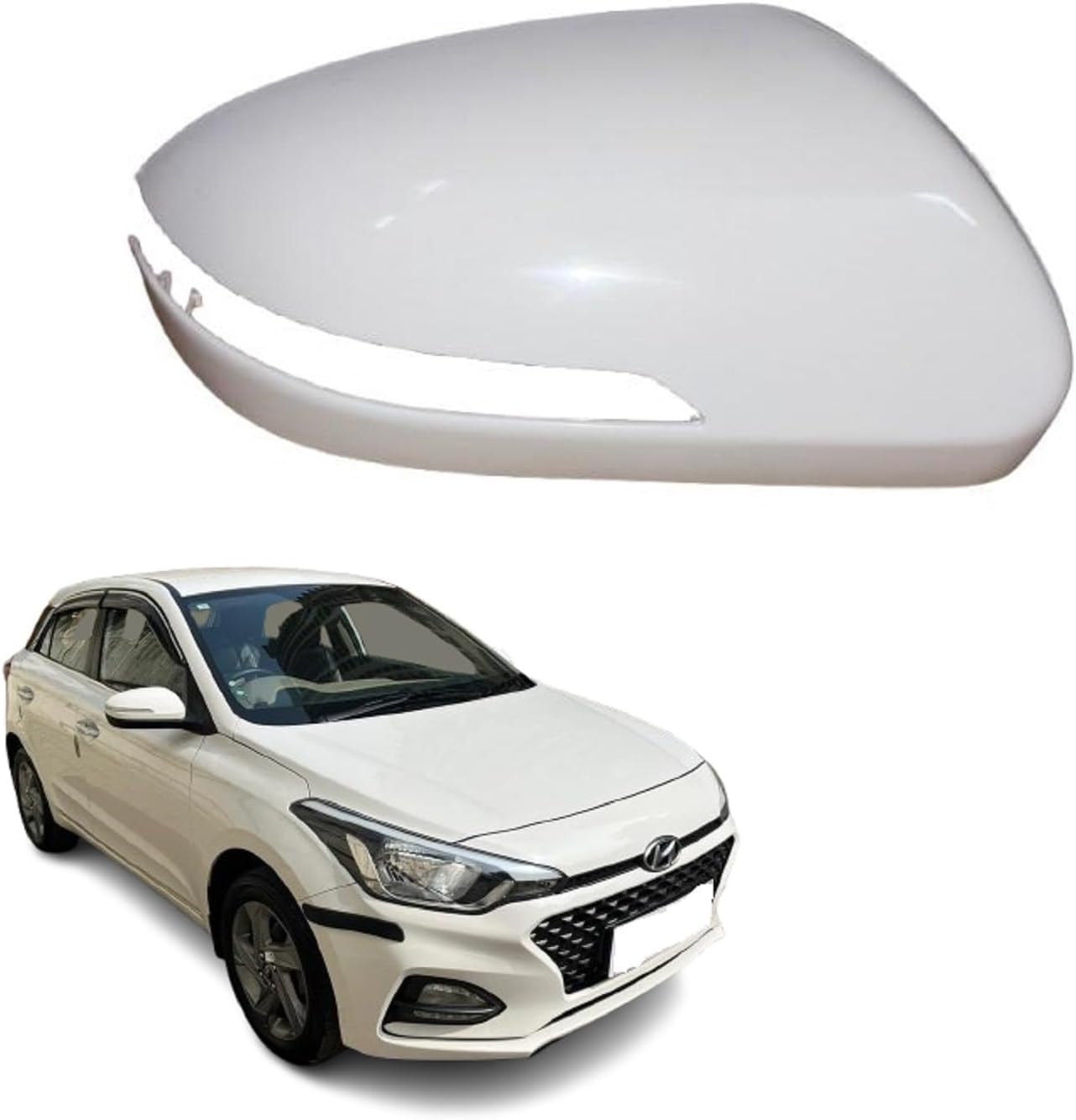 I20 2nd GEN Right Driver Side Mirror Cover with Indicator Cut WHT