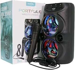 Caixa de som com microfone 10w rms hifi som estéreo 360° bluetooth c