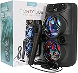 Caixa de som com microfone 10w rms hifi som estéreo 360° bluetooth c