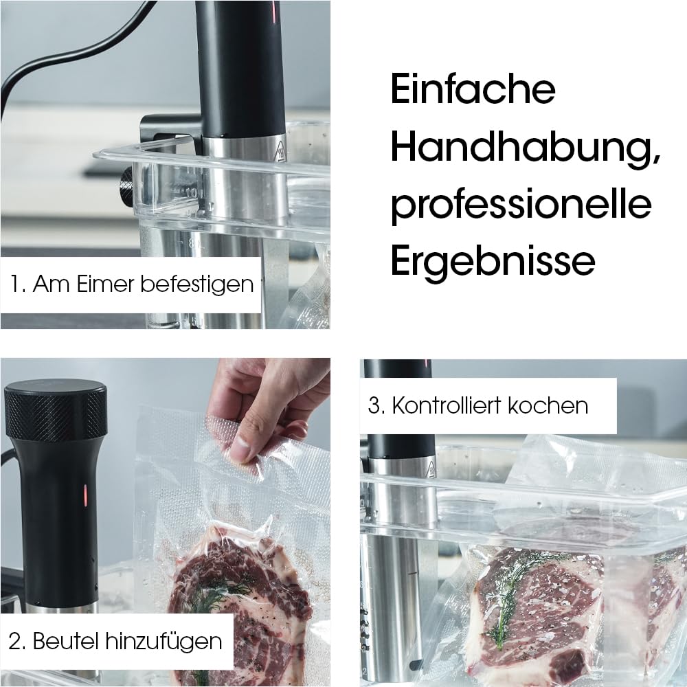 Vesta Precision Sous-Vide-Zirkulator SV80s für Niedertemperaturgaren im Haushalt mit hoher Leistung | 40 l Heizleistung, 1200 W, inkl. WLAN-App, schwarz