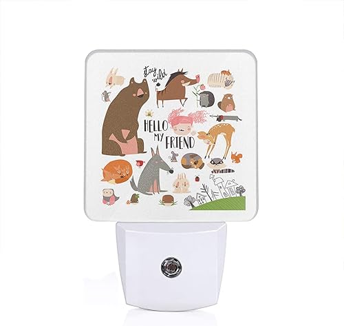 Luz nocturna LED luces nocturnas de bosque de animales salvajes de primera calidad se enchufan en la pared luces nocturnas con sensores de luz