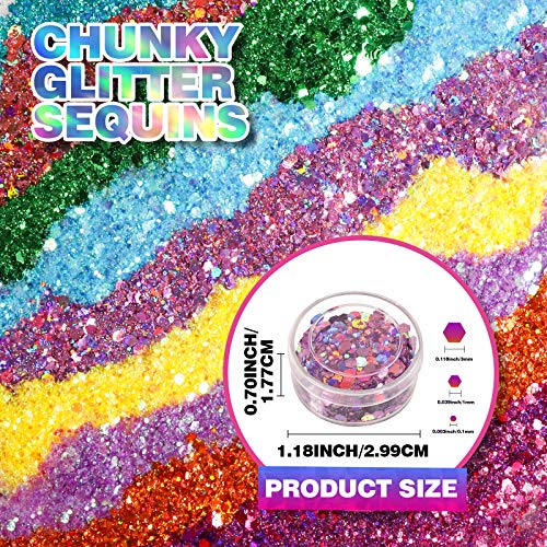 24 Boxes Holographic Chunky Glitter, Fandamei 24 Colors 5G Nail Art Glitter, Glitter Flakes For Body, Face, Festival Makeup. Chunky Glitter Sequins For Halloween. Graft Glitter For Arts, Decoration. #TOP1