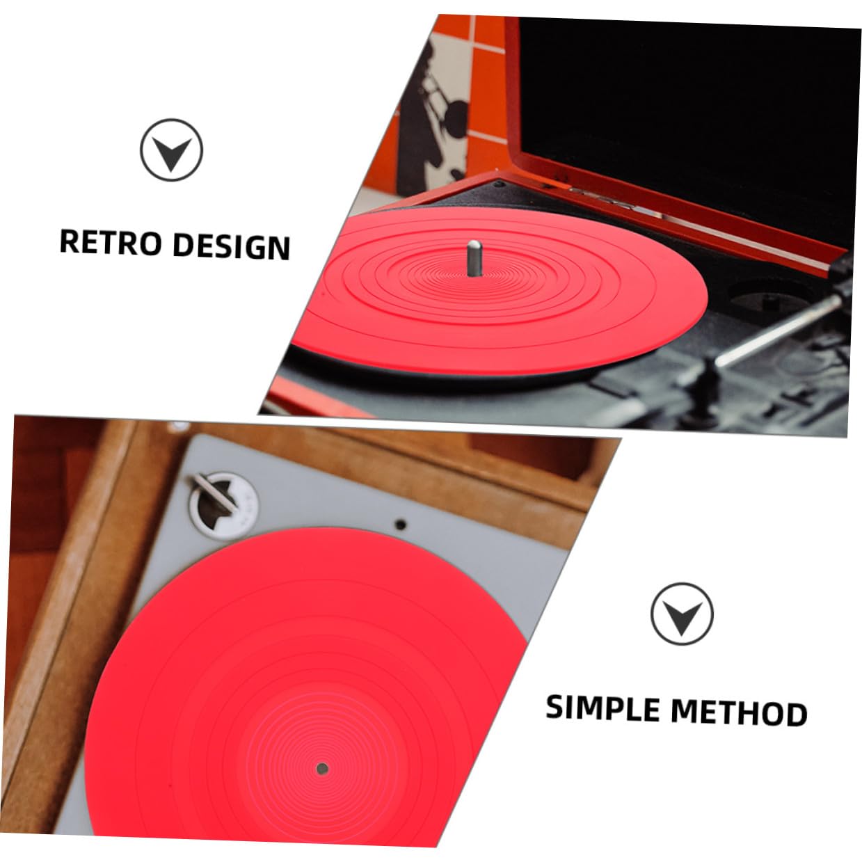 Didiseaon Tappetino Antistatico per Giradischi in Silicone Resistente e Flessibile, Protezione Vinile per Dj e Appassionati di Musica, Set 2 Pezzi