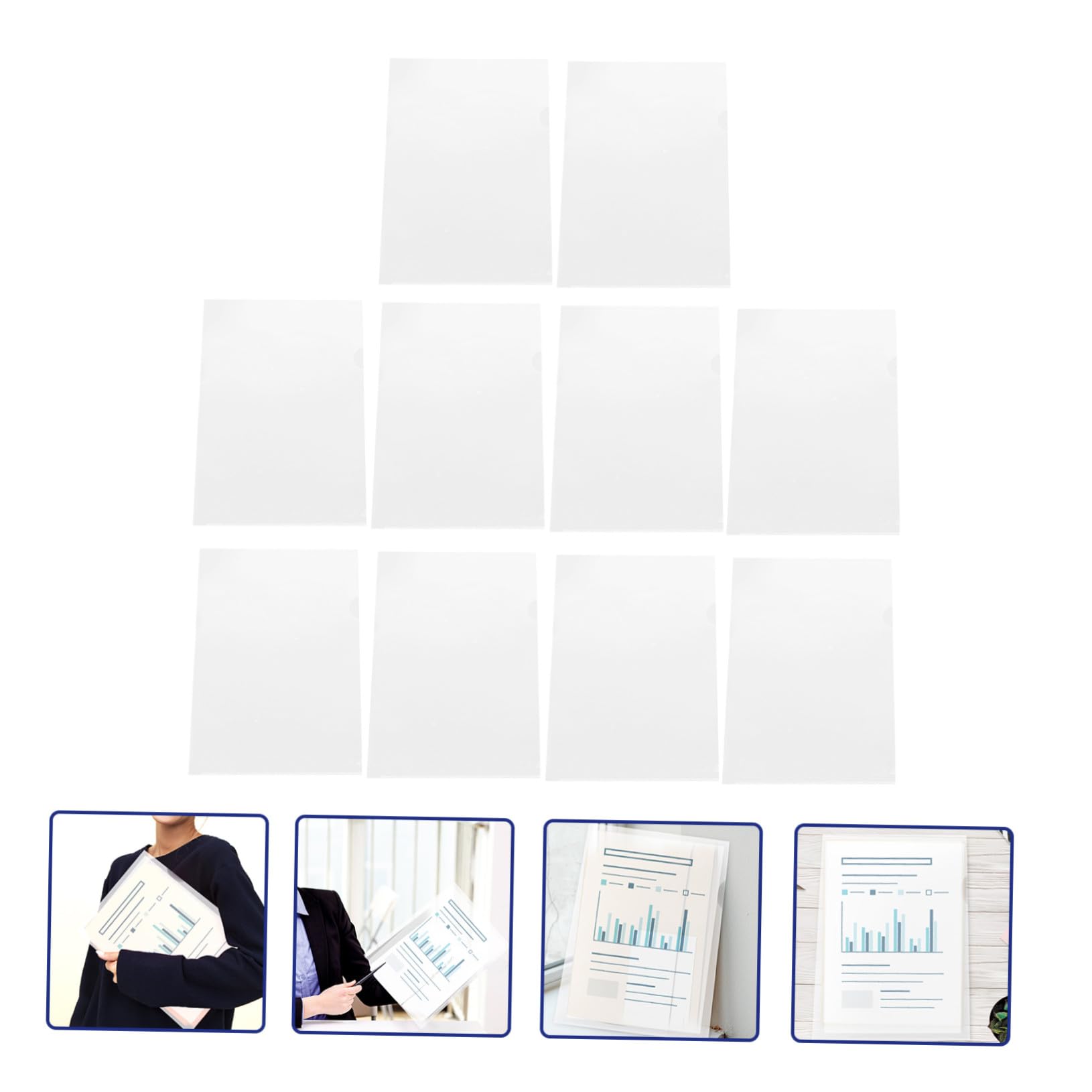 100 Stück Transparente Kunststoff dokumententaschen Papieraufbewahrung Robuste Ordner für Dokumente Praktische Aufbewahrungstaschen für Büro und Schule