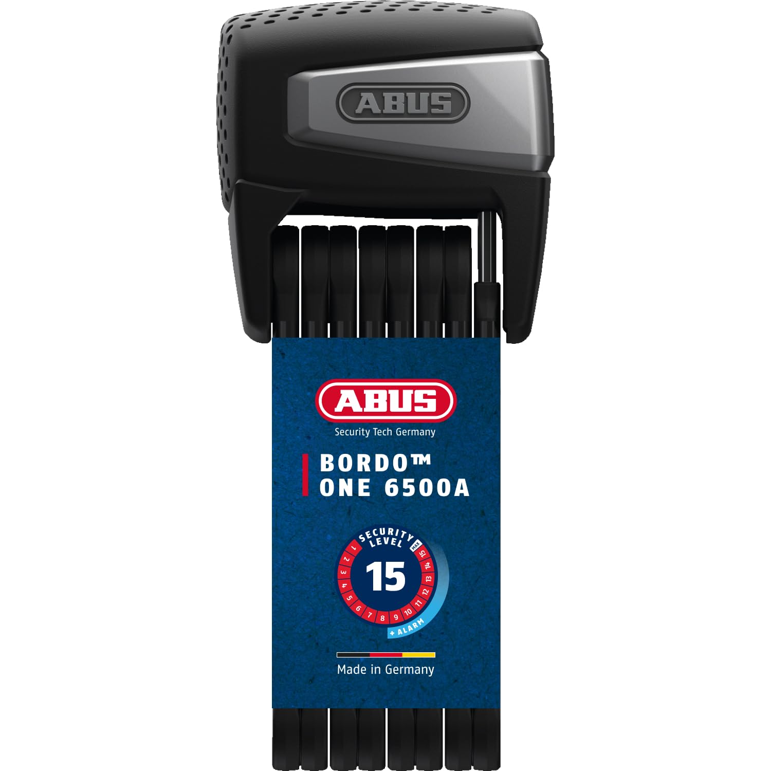 ABUS Antivol Pliant BORDO One 6500A, avec support, 110 cm | Antivol vélo avec alarme, Bluetooth SmartX, App ABUS One, alarme 100 dB, 110 cm