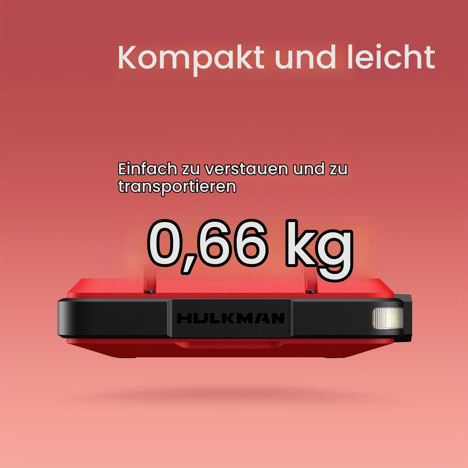 HULKMAN Alpha Ultra Red Starthilfe 1000A 37Wh,Leicht und Stilvoll,12V Starthilfe-Box mit Kabeln,Vollständige Aufladung in 45 Min, 24 Monate Standby,IP65,LED-Anzeige,für 6.5L Benzin/3.0L Diesel Motoren