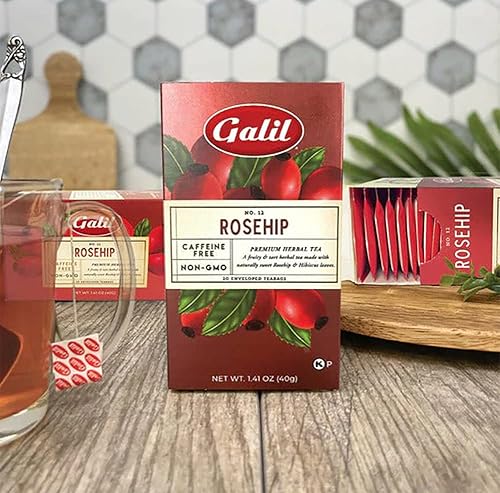 Miniatura 3 de Galil Té de rosa mosqueta - Té de hierbas sin cafeína, té Kosher certificado - Bolsitas de té de rosa mosqueta sin OMG, 20 unidades, 60 bolsitas de