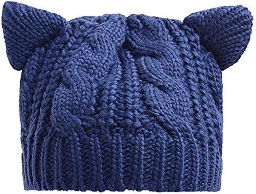 umbresen Cute Woollike Knitted CAT Kitty Ears Women Lady Girl Headgear Crochet Christmas Hats