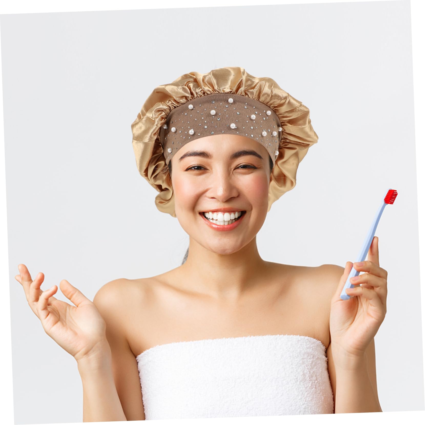 Healvian 6pièces Bonnets De Bain Élastiques Imperméables Polyester Caps Pratiques Pour Et Spa Couleur Dorée