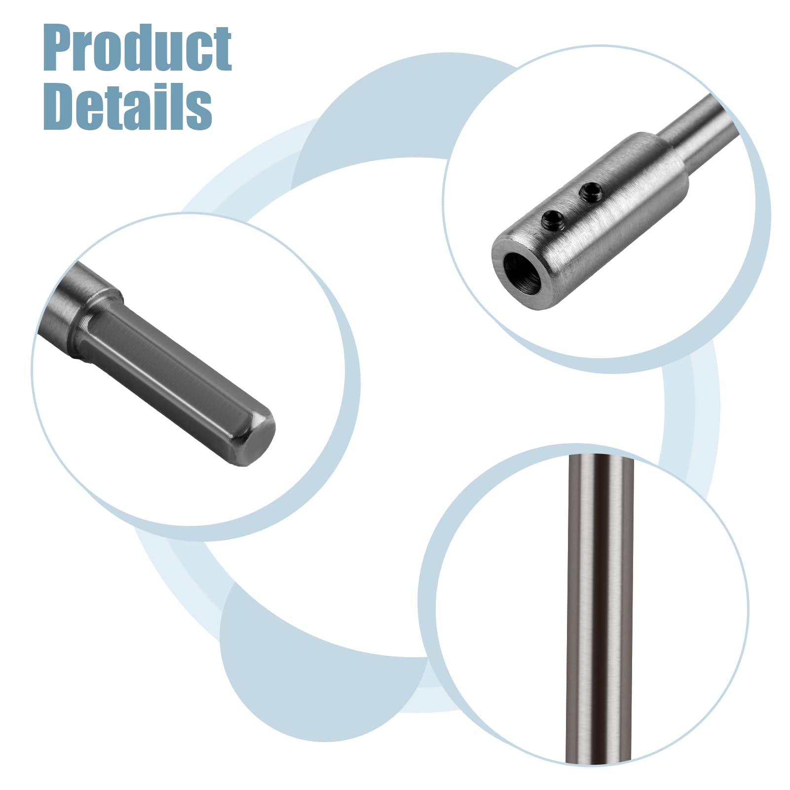 Rallonge Foret 254mm pour Forstner, Tige Hexagonale 9,5mm, Acier Haute Teneur en Carbone, pour Trous Profonds et Précis, Inclut Vis de Réglage et Clé Allen