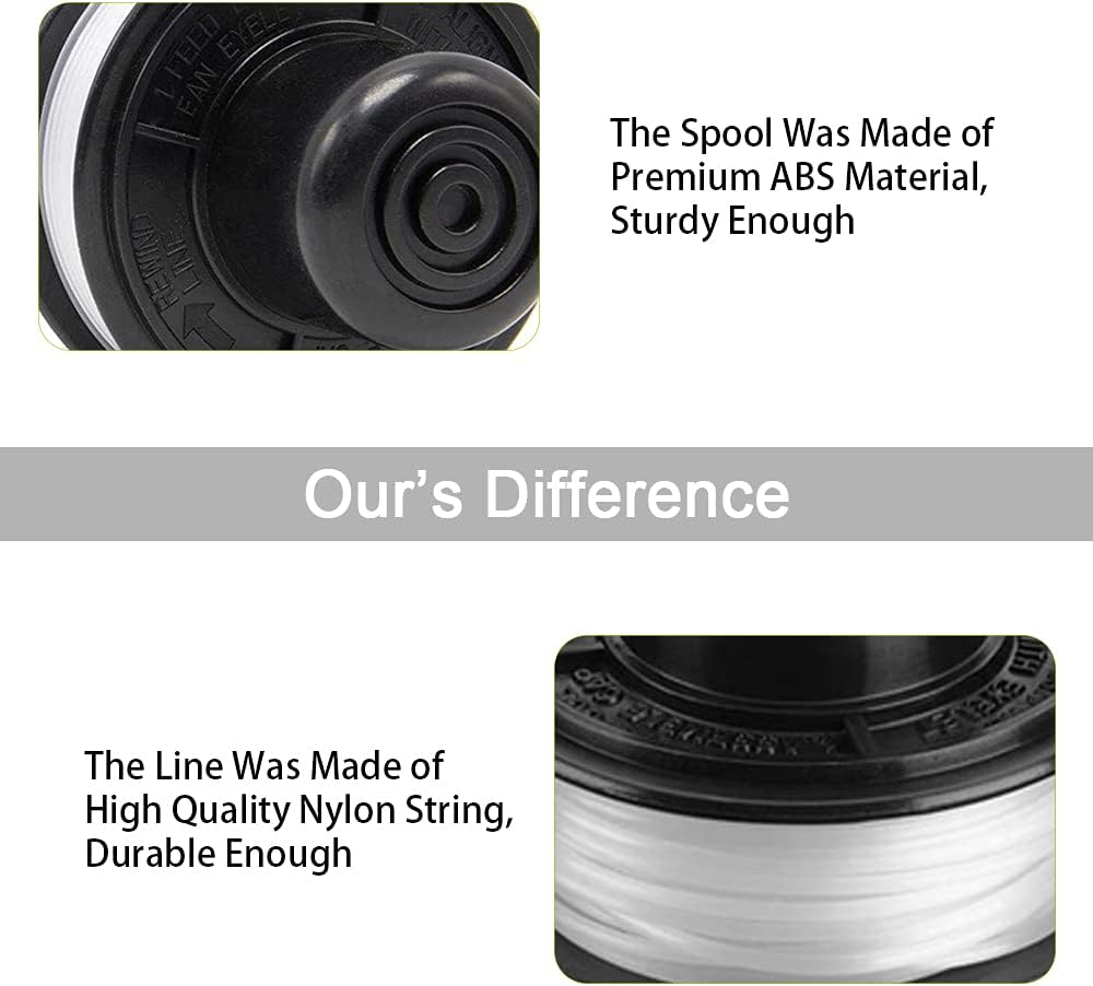 RS-136 String Trimmer Spool Line 20ft 0.065" for Black + Decker ST1000 ST4000 ST4500 GE600 CST800 ST6800,8-Pack (6-Line Spool + 1 Cap+1 Spring)