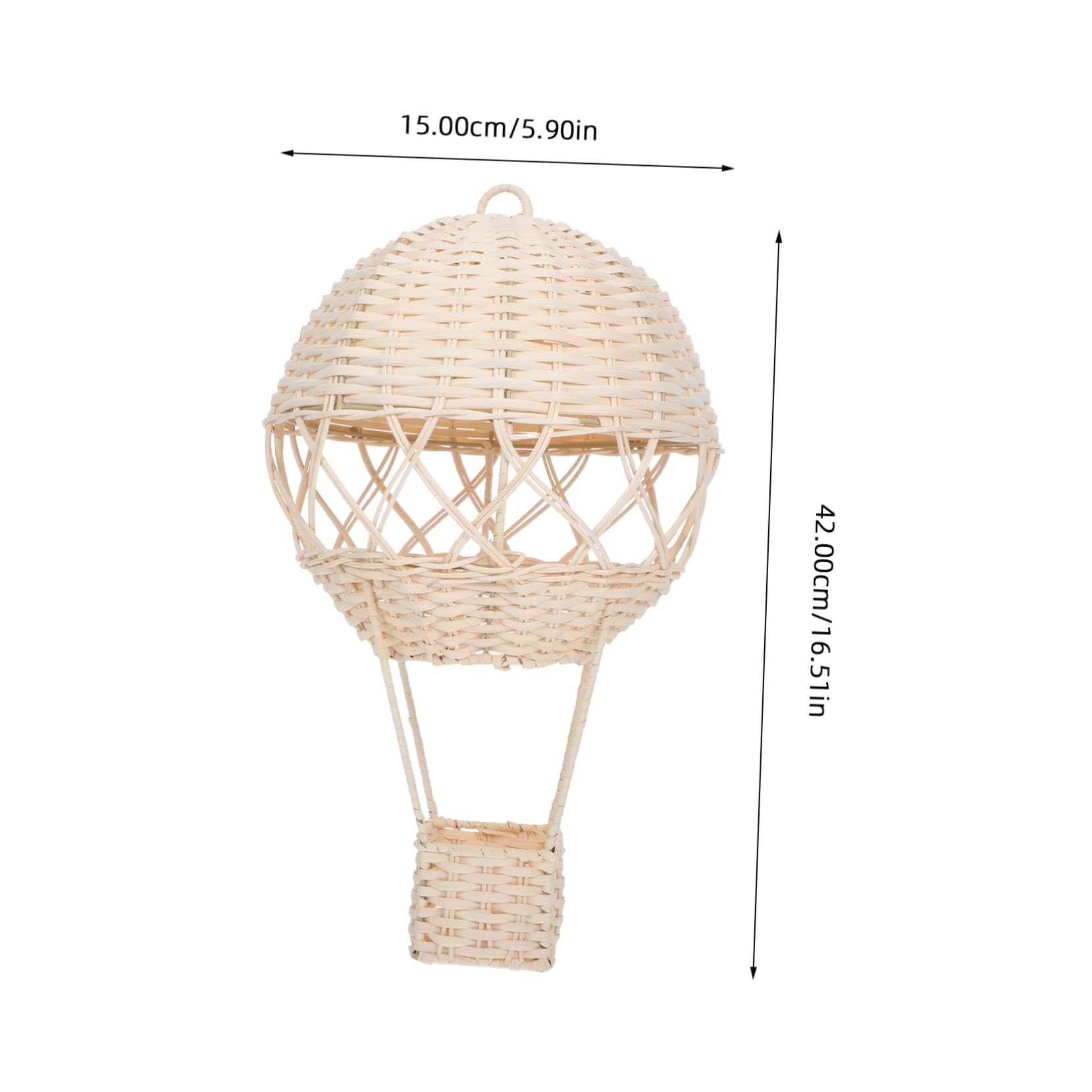 Cabilock Handwoven Rattan Hot Air Balloon Pendant Kids Room Decor Preschool Decoration Wicker Wall Art