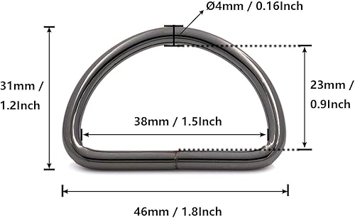 Miniatura 4 de Wuuycoky Gunmetal D Rings Buckles D-ring Non-welded For Webbing Straps 0.5" 0.6" 0.8" 1" 1.25" 1.5" 2" Optional