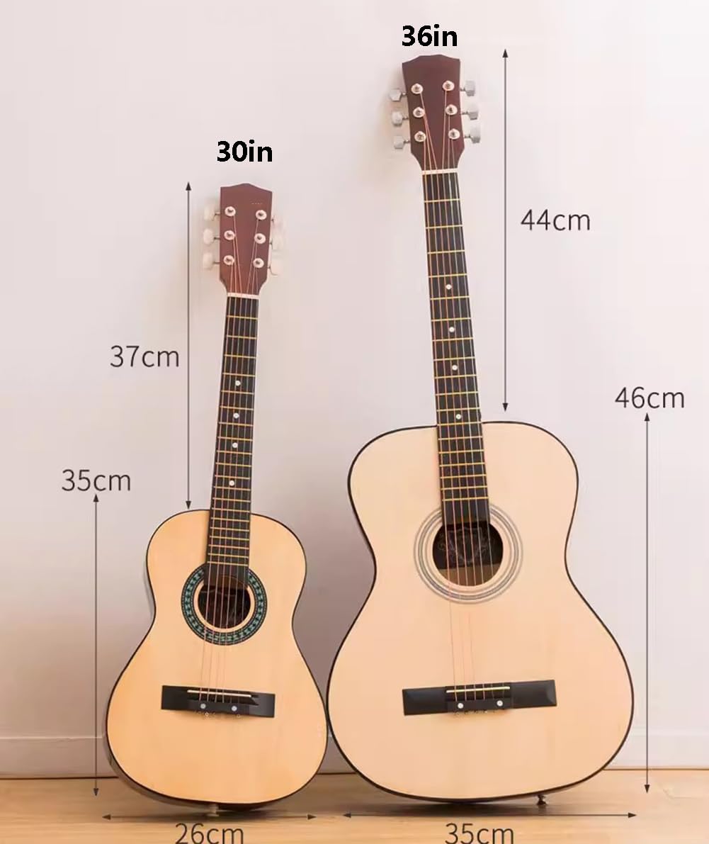 Chitarra acustica per principianti, set con custodia, tracolla, corde, plettri, capotasto, top in legno di tiglio