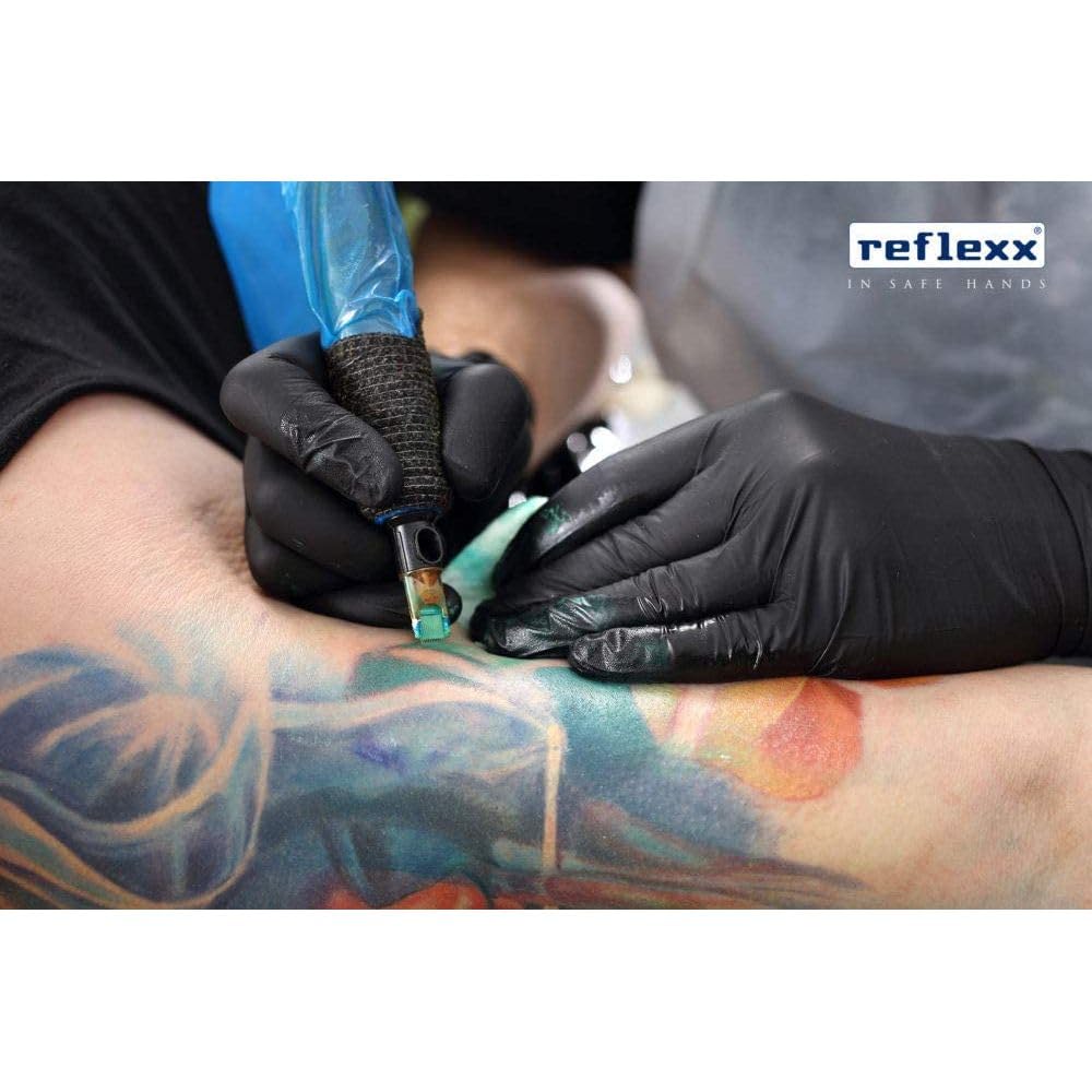 REFLEXX R78 1000 Guanti in nitrile NERO senza polvere - 4 gr - 1000 PZ - VARIE TAGLIE OFFERTA - ALIMENTI USO ESTETICO E PER TATUAGGI (M)