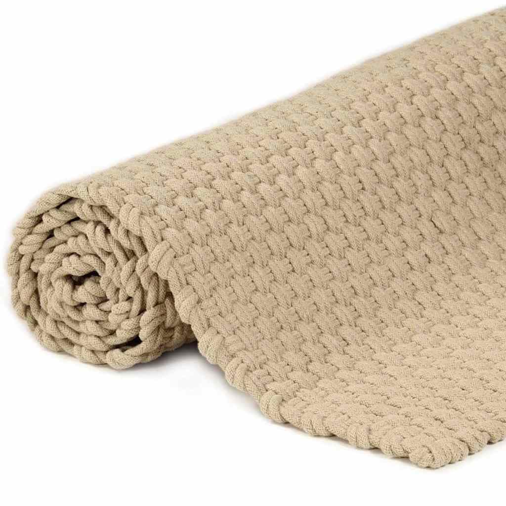Tapis rectangulaire en corde de coton douce, 160 x 230 cm, corde de coton lourde, design tissé en corde pour salon, chambre à coucher ou couloir, protège les sols des rayures