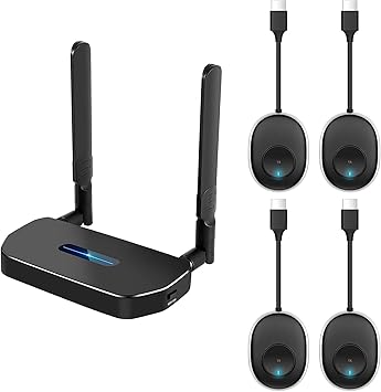 Etzin Wireless HDMI Transmitter and 4 Receiver 4K Kit, 165FT/50M 4K Wireless HDMI Adapter, Cpmpatible with Laptop, Dongle, PC,PS4, Smart Phone to HDTV/Projector (1RX+4TX)?