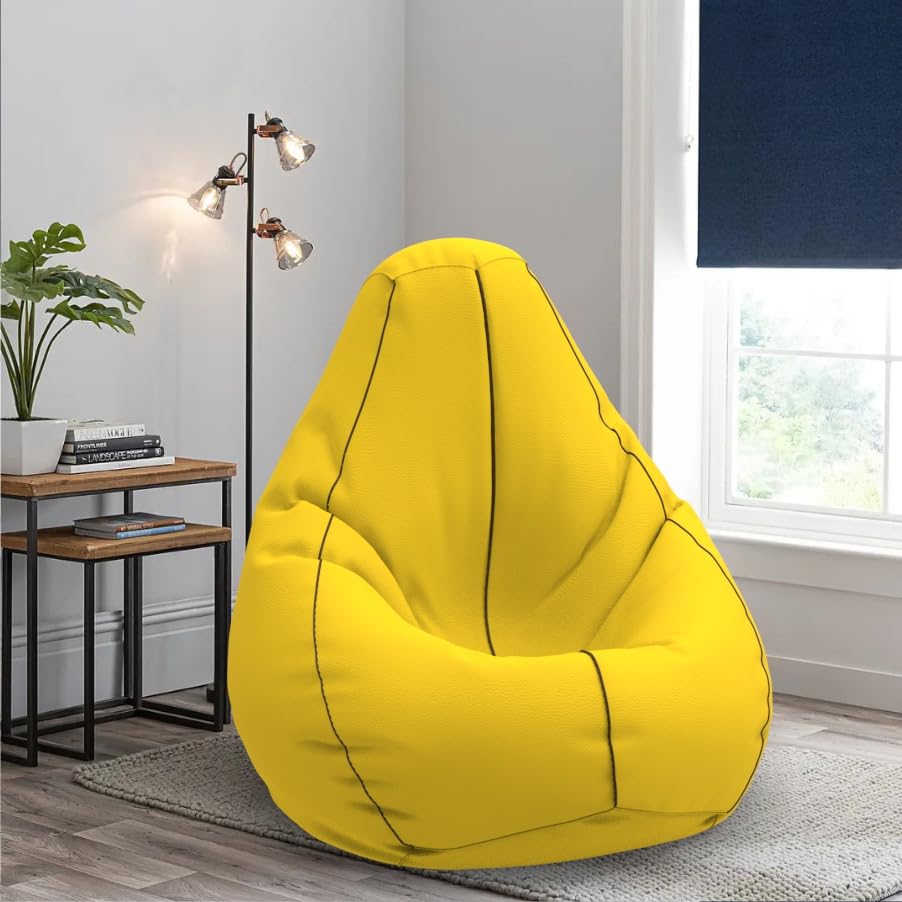 Bean Bag Chair Cover | Size: 5XL | Color: Yellow Brown | Without Beans | Premium Leatherette Cover (CMF 9213)-image-48
