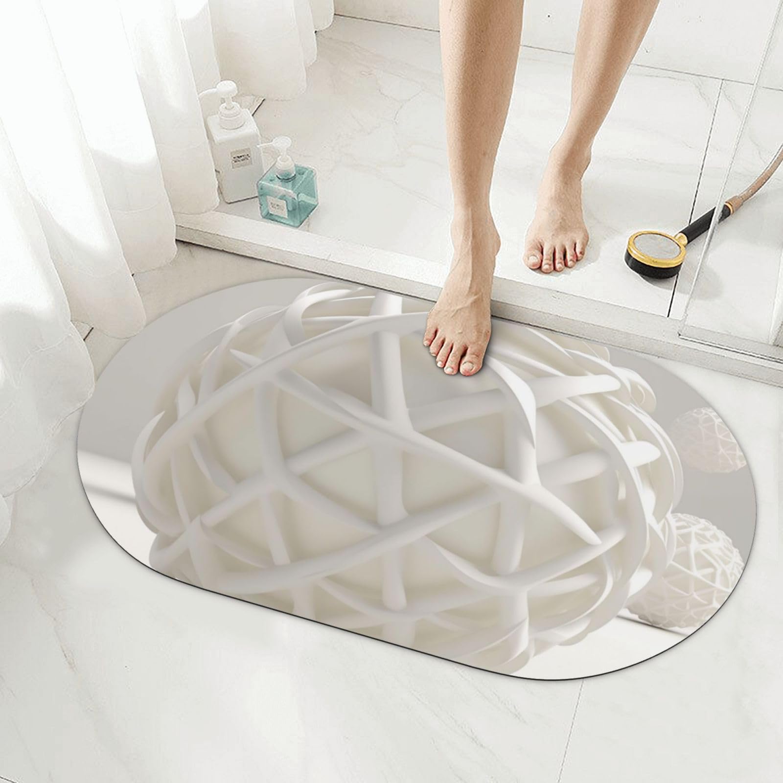 Tapis de bain en pierre contre les sols mouillés, séchage rapide 50x80