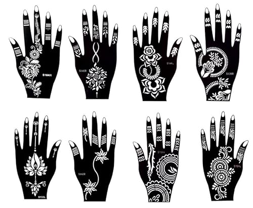 Jenni Lot de 8 pochoirs de tatouage à la main
