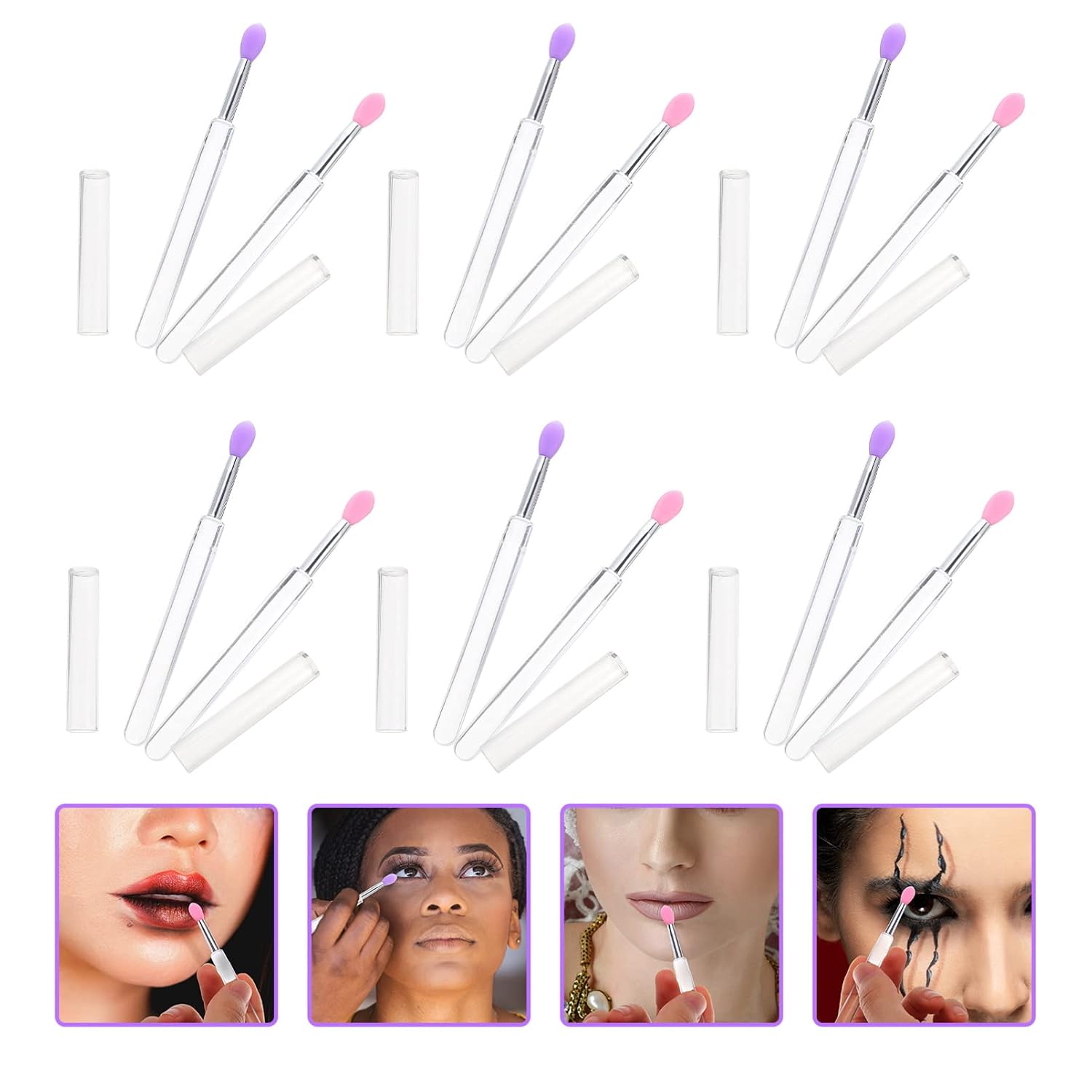 minkissy 30pcs Silicone Eyeshadow Brush Makeup Brush Lip Mask Applicator Lip Makeup Use