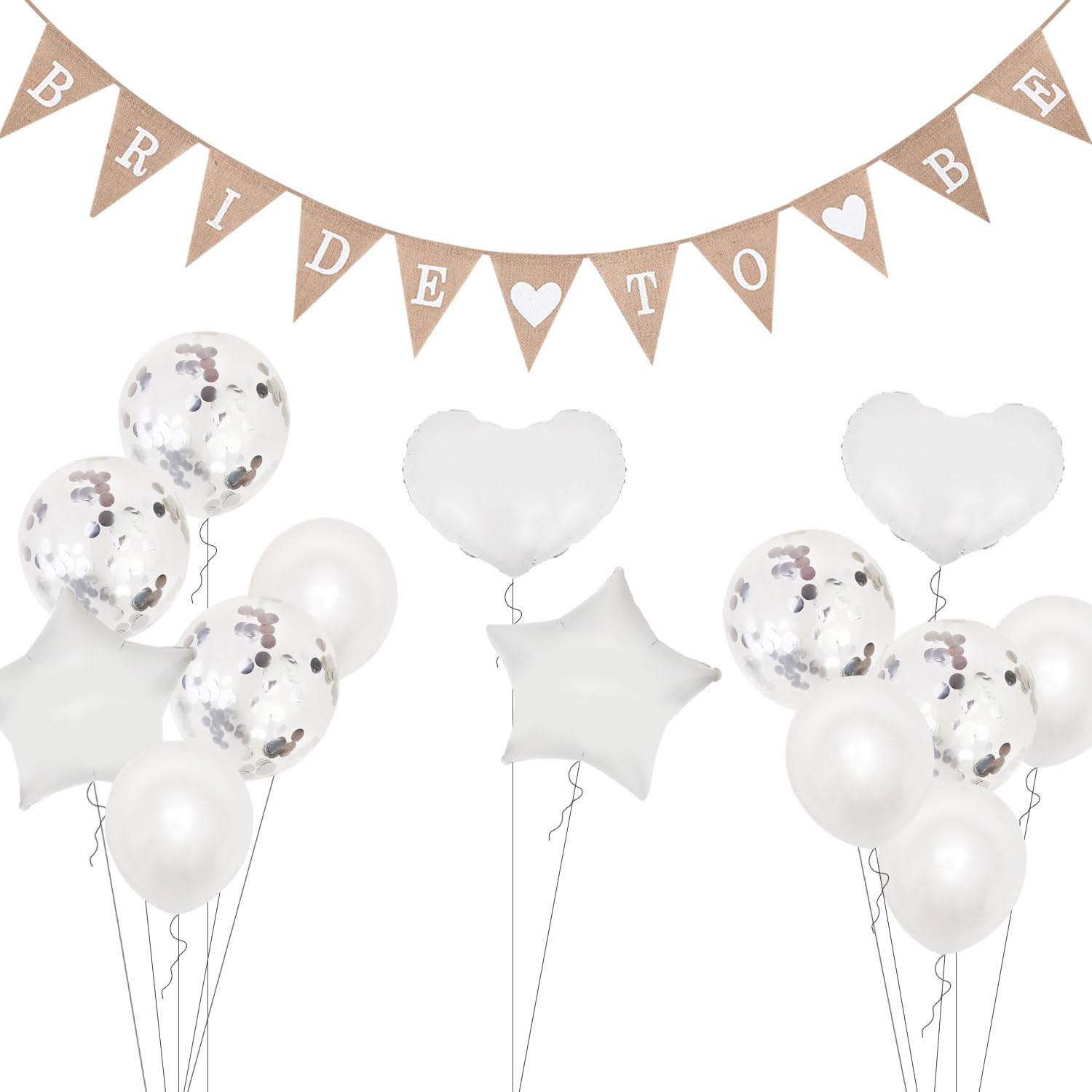 15 Piezas Decoraciones de fiesta de boda Globos Boda Decoraciones JGA Decoracion Despedida de Soltera Banderas Triangulares de Tela Arpillera Boho para Fiestas de Boda Decoración de Coches