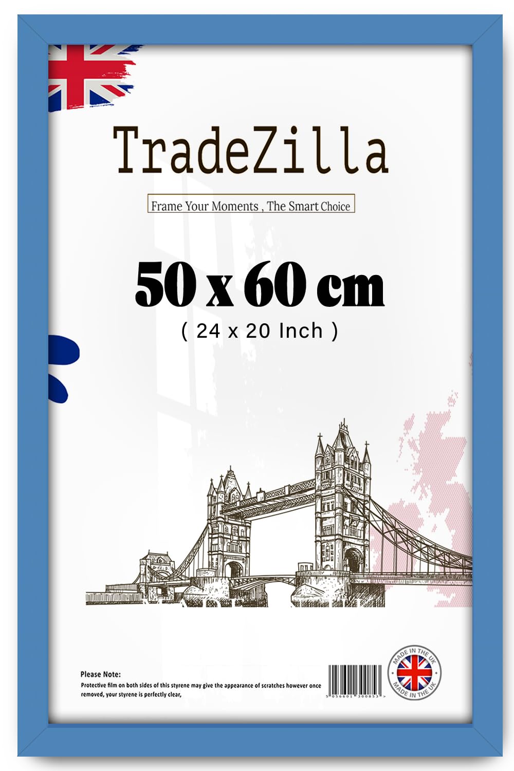 TradeZilla ® | Large Blue Picture Frame (50 x 60 CM) Photo Frame 24 x 20 for Wall Poster from The Range 500 x 600 mm [ Blue ]