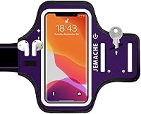 Vista 8 de Brazalete para iPhone 17 16 Pro, JEMACHE Gym Workouts Running Arm Band para iPhone 17/16/15/14/13/12 Pro (negro)