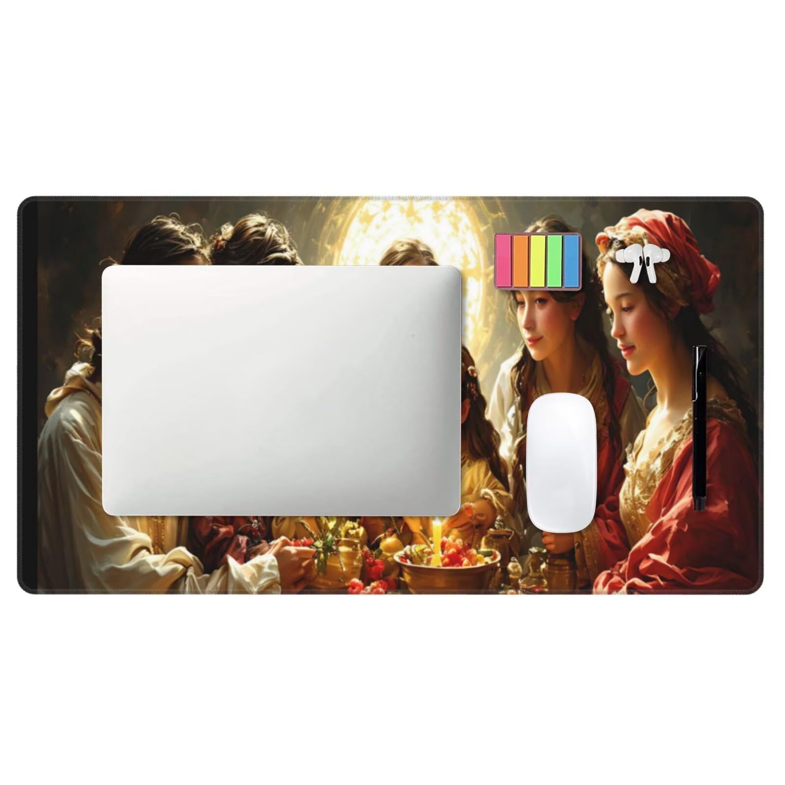 Podkładka pod mysz Notre Dame, duża podkładka pod mysz 1200 x 400 mm, rodzinna podkładka pod mysz do gier, podkładka na biurko ze zszytymi krawędziami, podkładka pod mysz z klawiaturą, do pracy, gier,